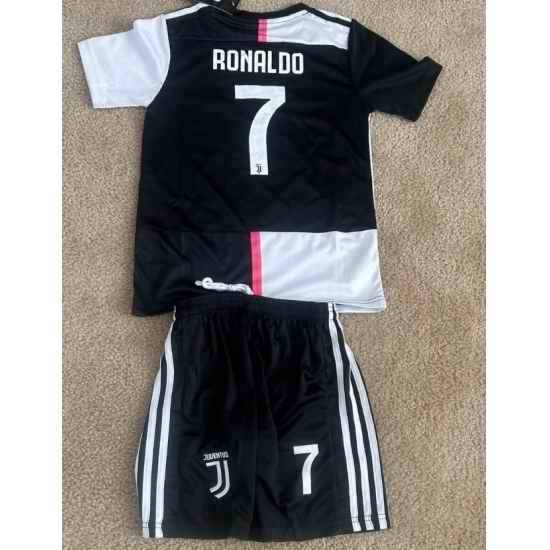 Juventus Chris Ronaldo #7 Black White Split Soccer Jersey